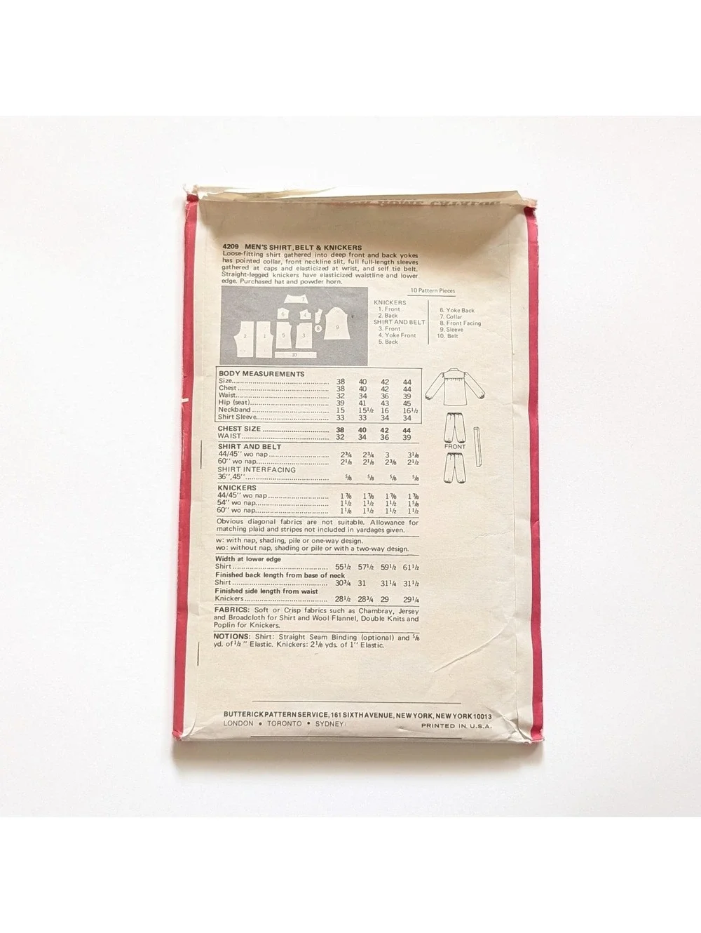1976 Vintage Butterick 4207 and 4209 Sewing Patterns - Mens Military Costumes